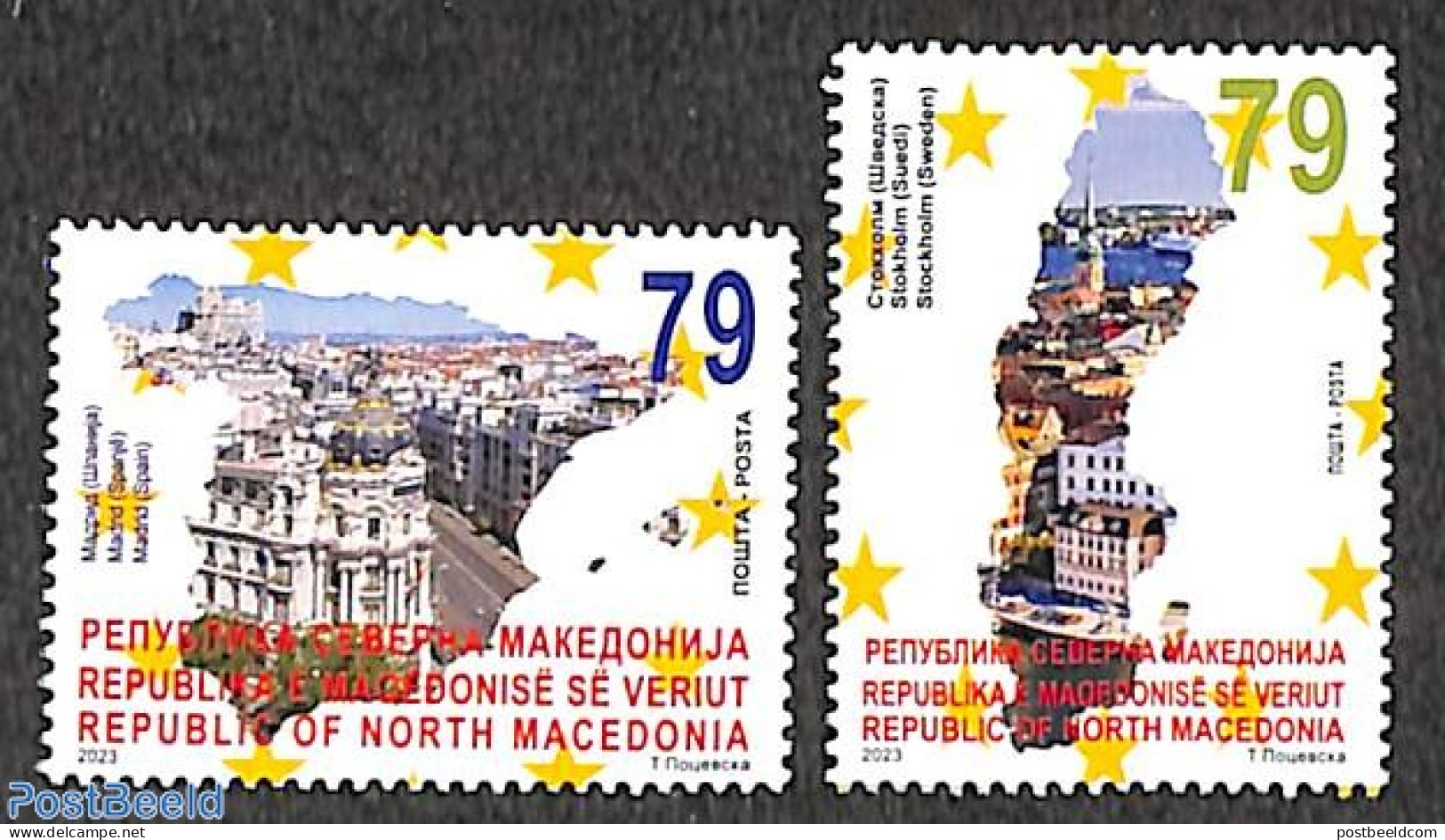 North Macedonia 2023 EU Capitals 2v, Mint NH, History - Europa Hang-on Issues - Idee Europee