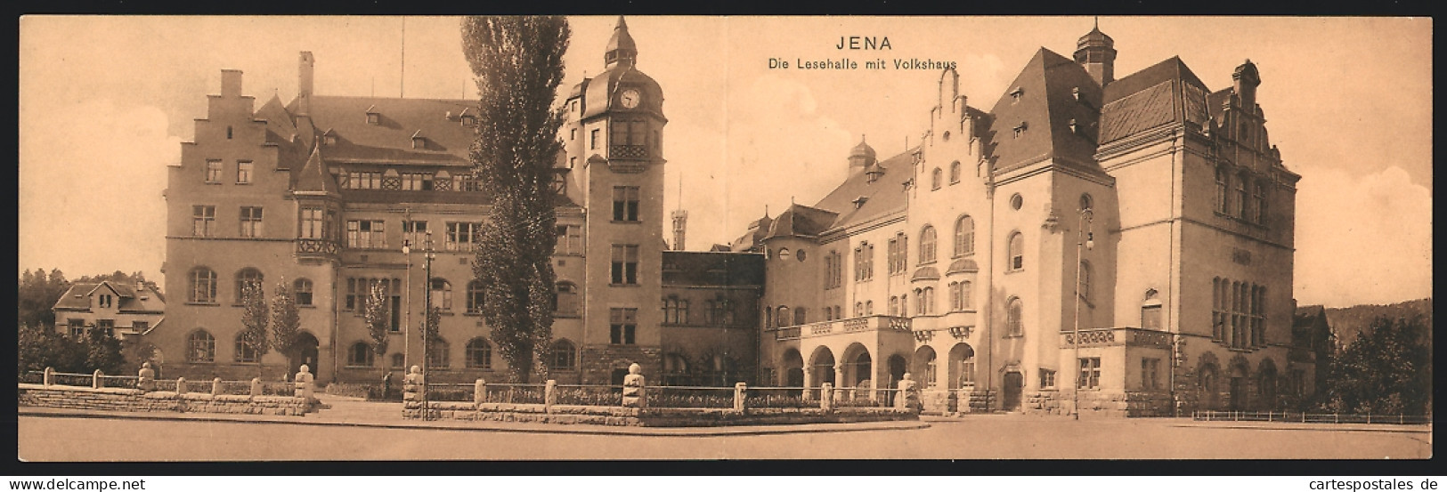 Klapp-AK Jena, Die Lesehalle Mit Volkshaus  - Jena