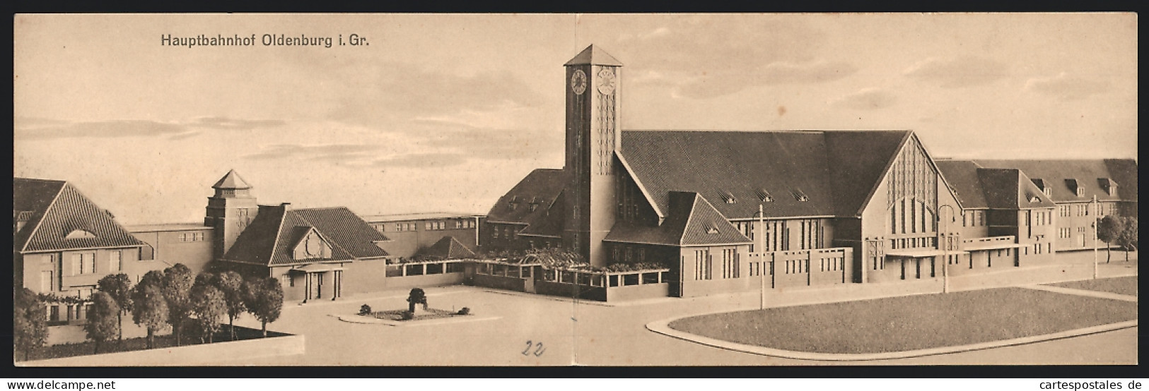 Klapp-AK Oldenburg I. Gr., Ansicht Vom Hauptbahnhof  - Oldenburg