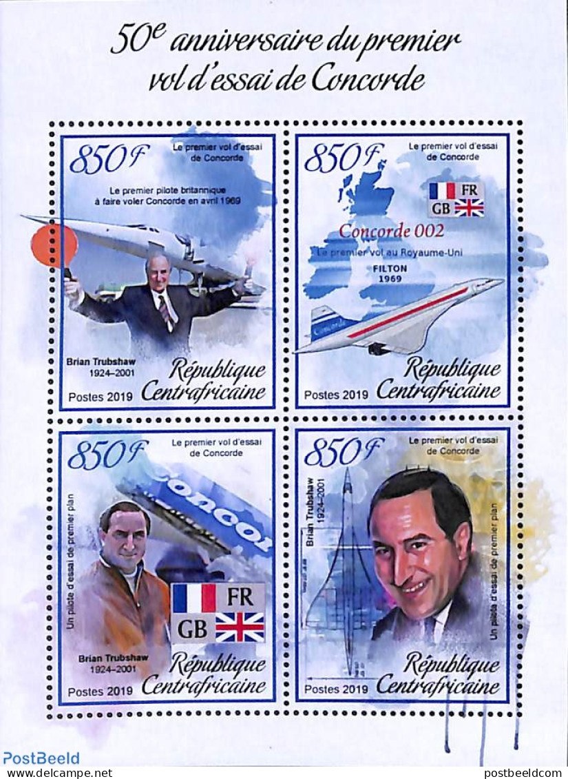 Central Africa 2019 Concorde 4v M/s, Mint NH, Transport - Concorde - Aircraft & Aviation - Concorde