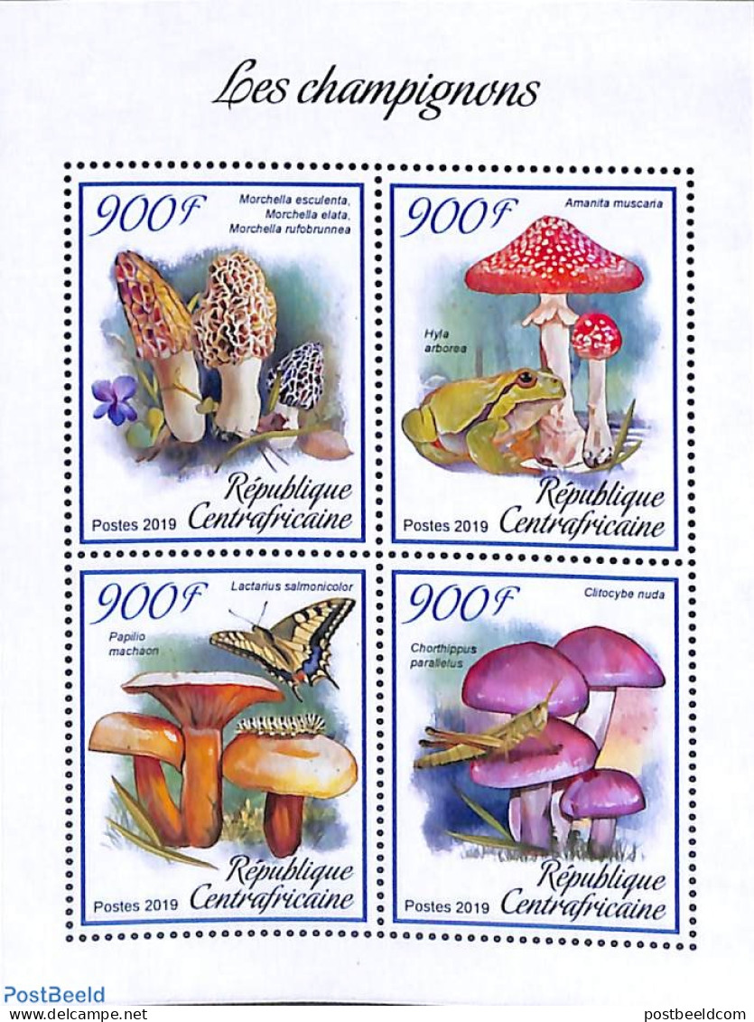 Central Africa 2019 Mushrooms 4v M/s, Mint NH, Nature - Mushrooms - Mushrooms