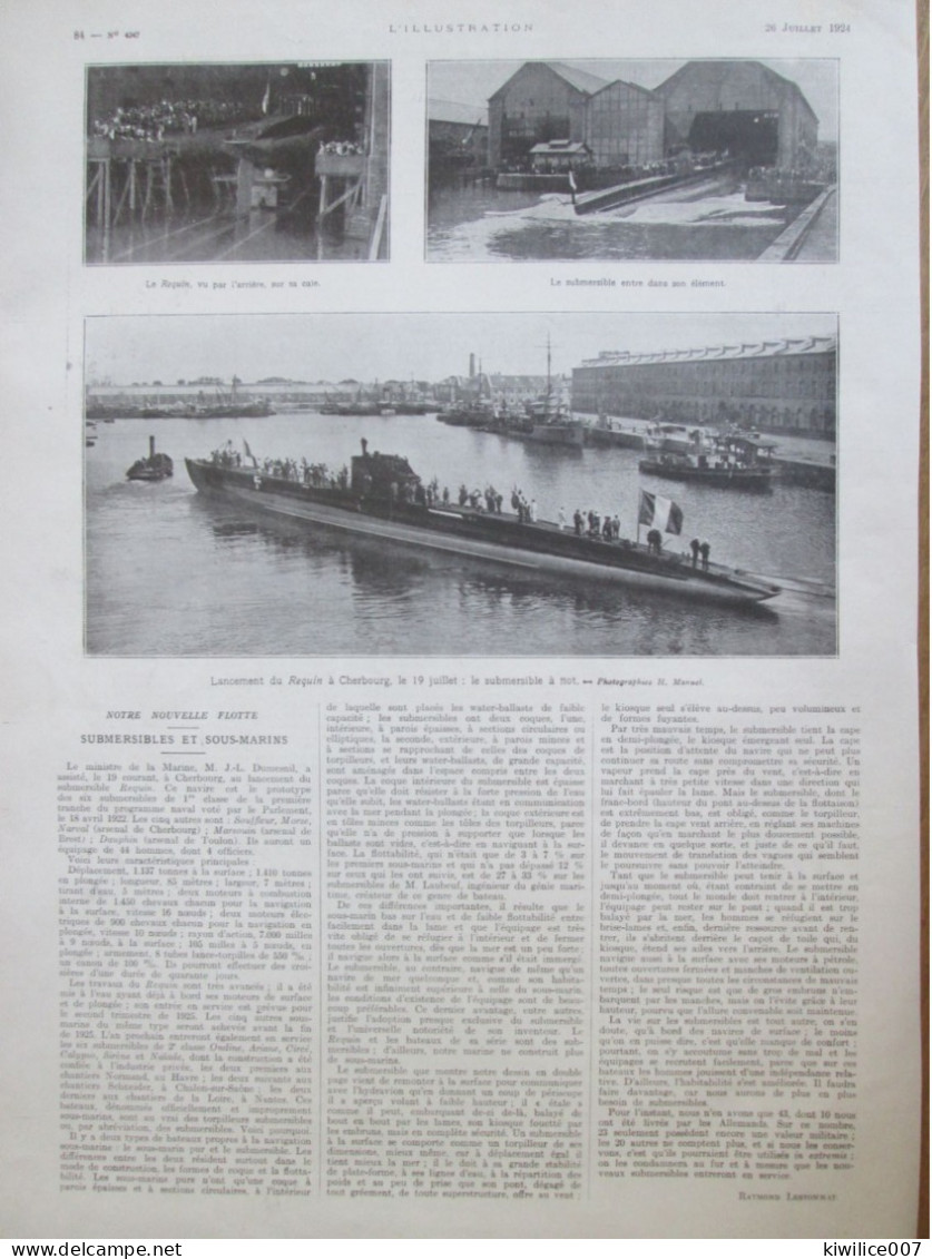 1924 CHERBOURG Sous Marin  LANCEMENT DU REQUIN   Submersible  Submarine - Non Classés