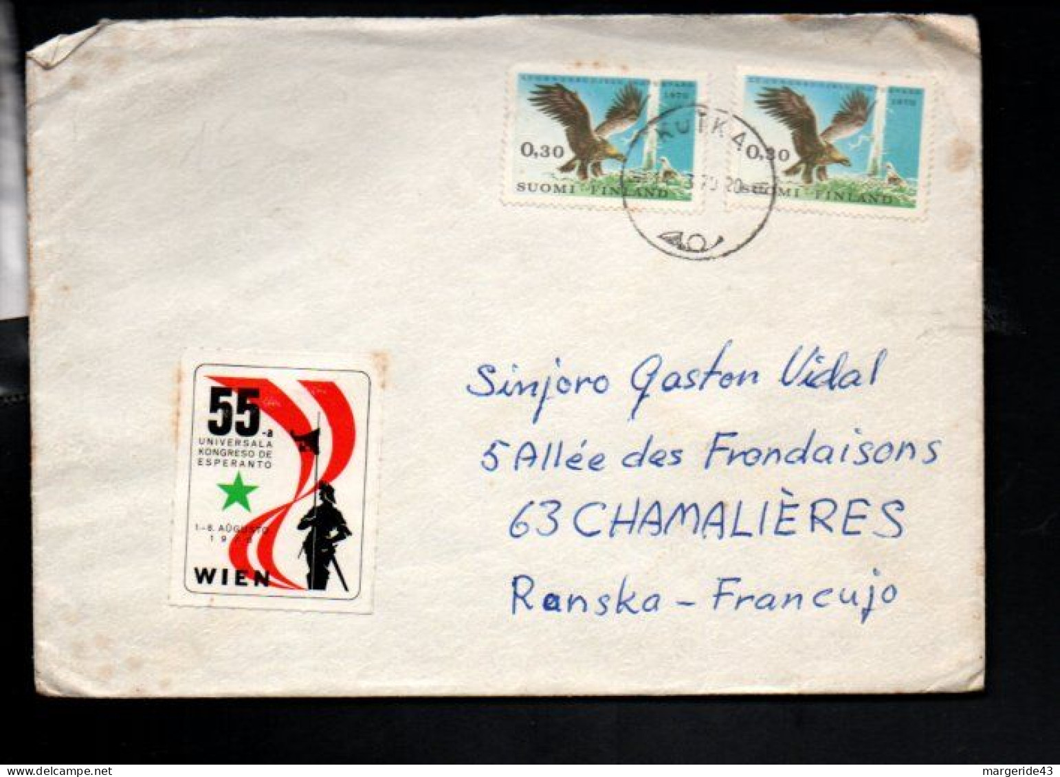 FINLANDE AFFRANCHISSEMENT COMPOSE SUR LETTRE POUR LA FRANCE 1970 - Cartas & Documentos