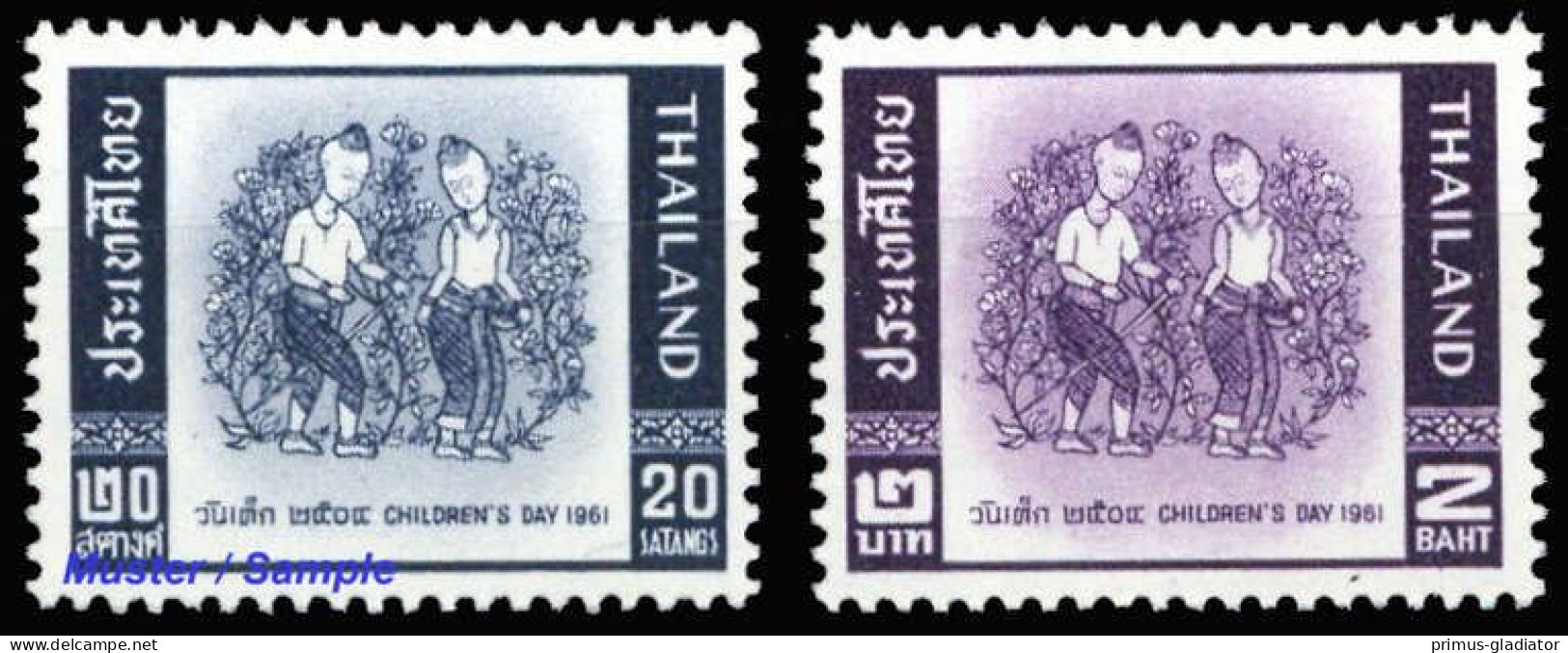 1961, Thailand, 375-76, ** - Tailandia