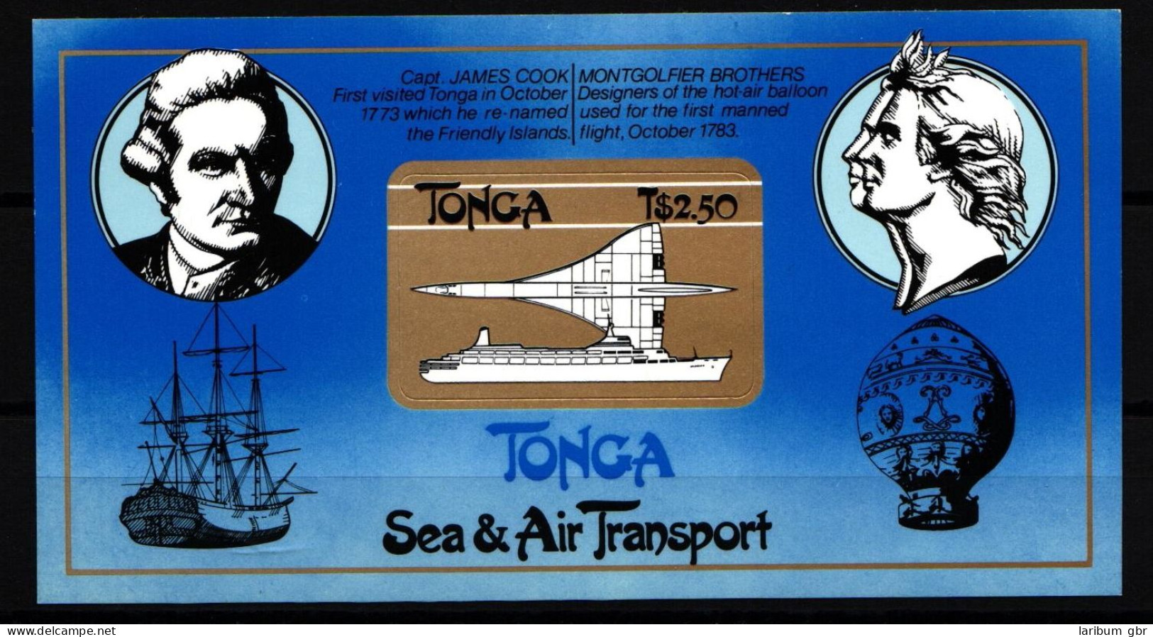 Tonga Block 4 Selbstklebend Postfrisch Schifffahrt #JA363 - Tonga (1970-...)