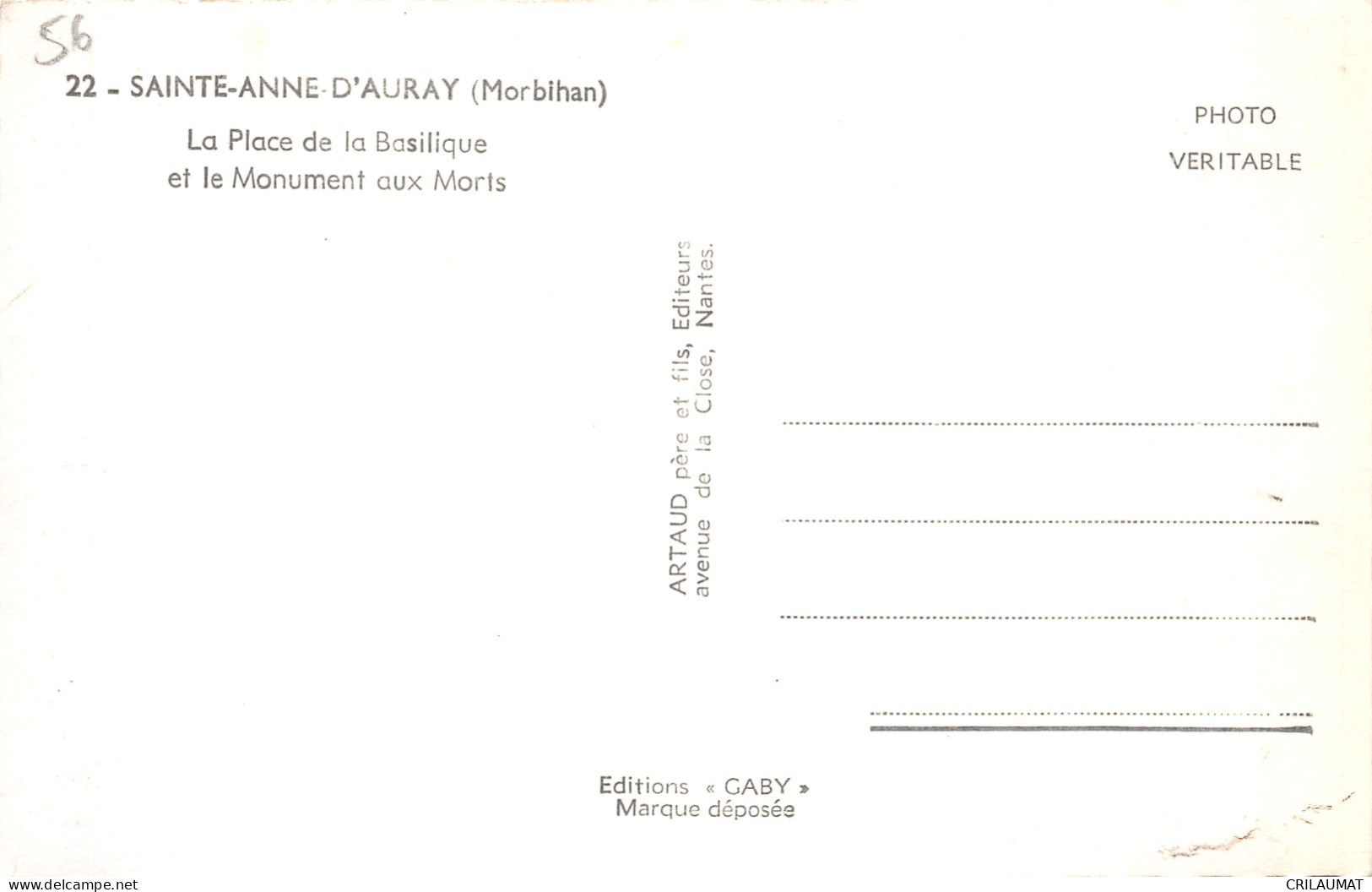 56-SAINTE ANNE D AURAY-N°T5060-H/0277 - Sainte Anne D'Auray