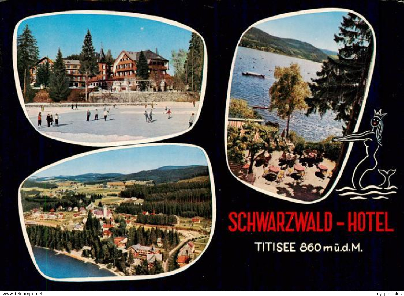 73928909 Titisee-Neustadt Schwarzwald Hotel Fliegeraufnahme Seepartie Eislaufen - Titisee-Neustadt