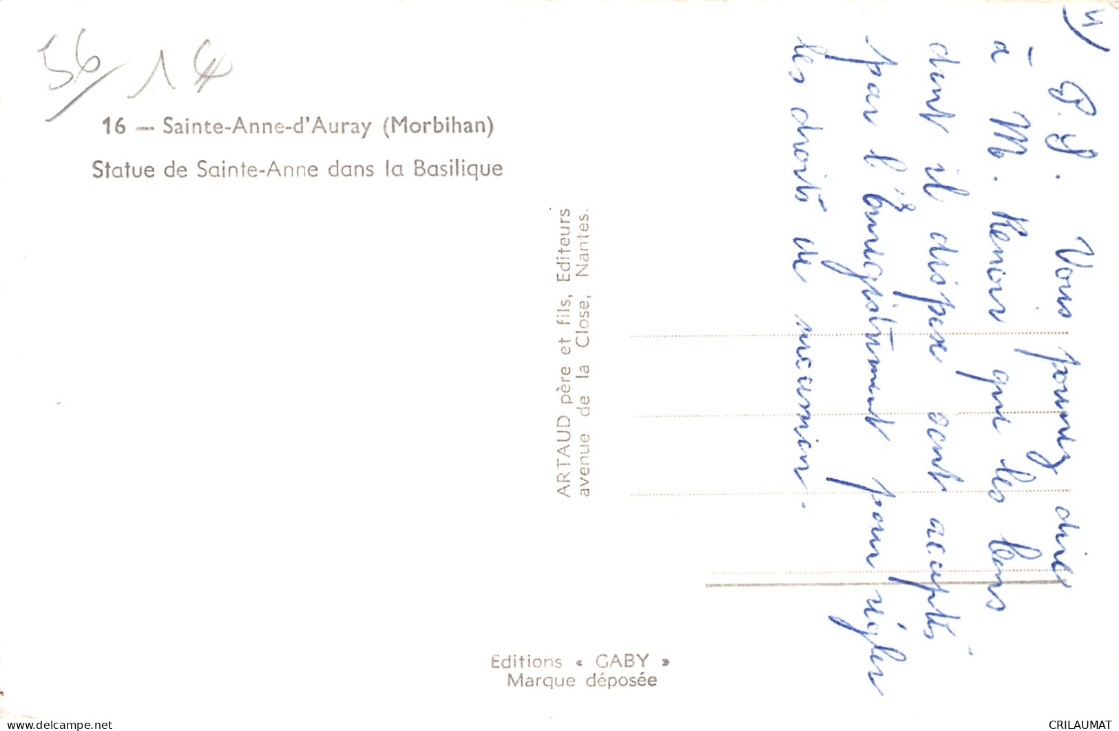 56-SAINTE ANNE D AURAY-N°T5061-C/0091 - Sainte Anne D'Auray