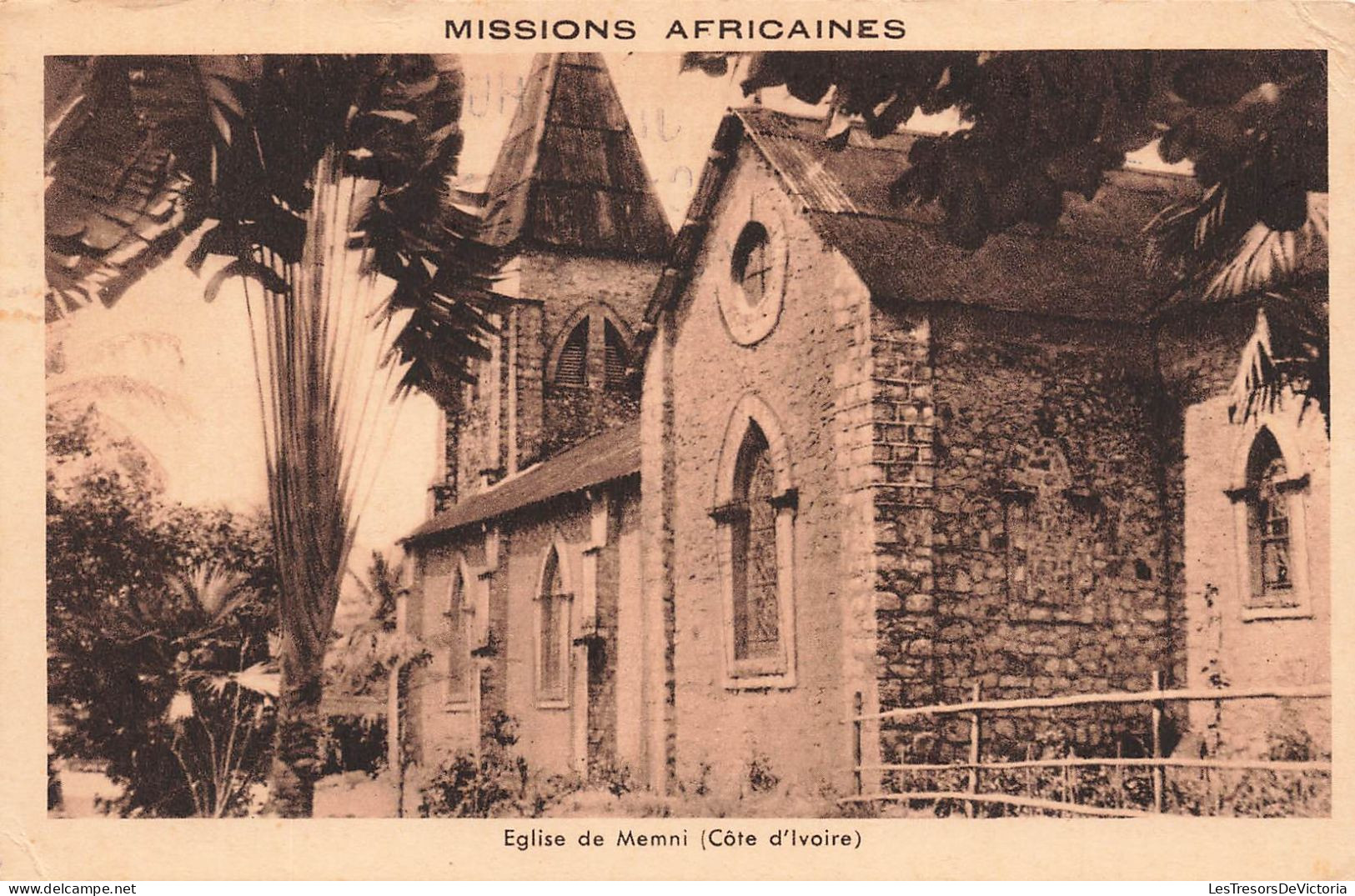 COTE D'IVOIRE - Eglise De Memni - Missions Africaines - Missionnaires - Carte Postale Ancienne - Ivory Coast