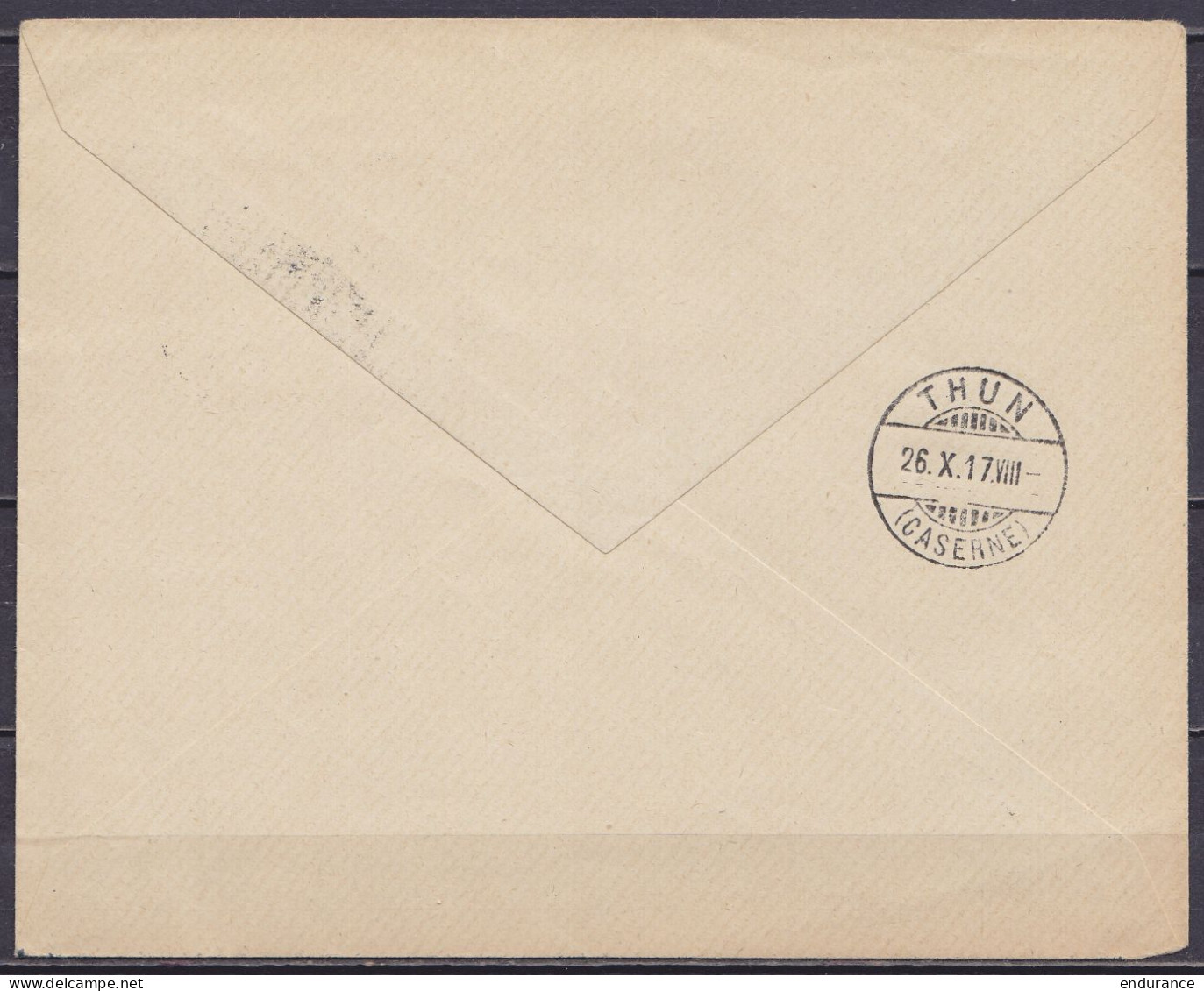 Suisse - Poste Militaire - Env. Affr. Vignette "GEB./RECKR.SCH.VI/3 / 1917" Càpt "…/26.X.1917" Pour THÜN (au Dos: Càpt A - Documenti