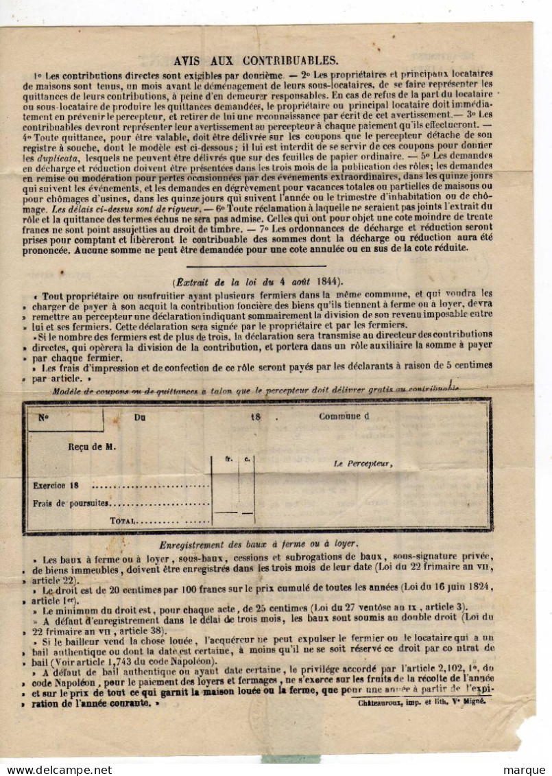 Document Avec Timbre 1C Vert Olive Bleuté Oblitération CHATEAU CHINON - 1849-1876: Klassieke Periode