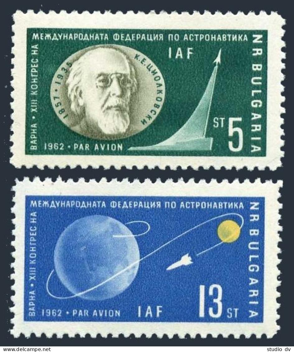 Bulgaria C92-C93, MNH. Mi 1347-1348. Astronautical Federation. 1962. Tsiolkovsy. - Montpelier