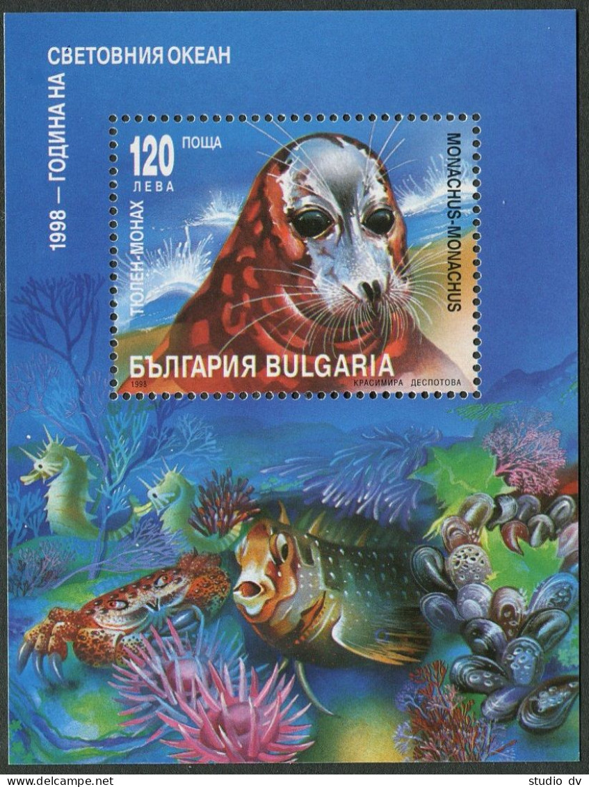 Bulgaria 4049 Sheet,MNH.Mi Bl.236. Year Of The Ocean IYO-1998.Monachus Monachus. - Ongebruikt