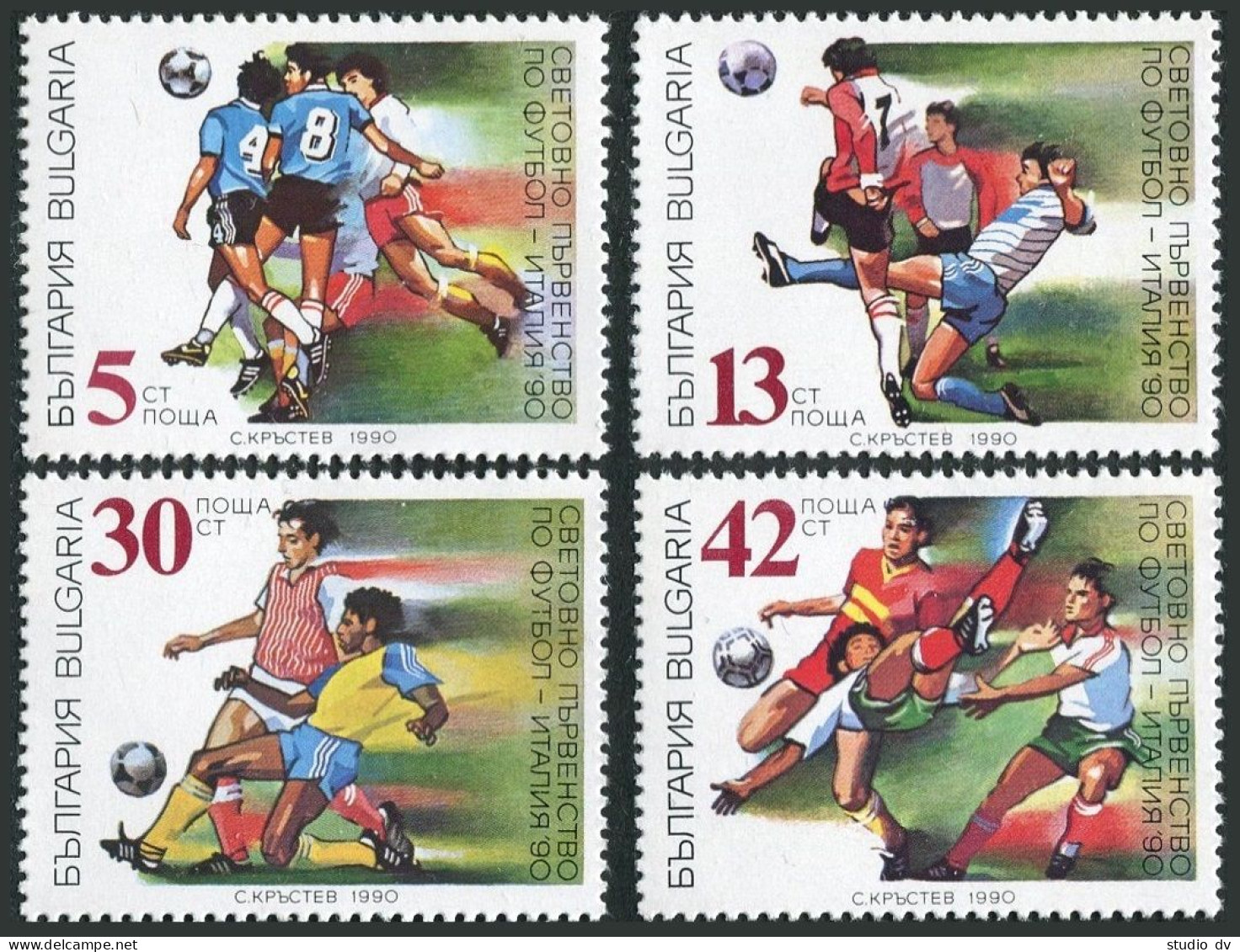 Bulgaria 3527-3530,MNH.Michel 3825-3828. World Soccer Cup Italy-1990. - Nuovi