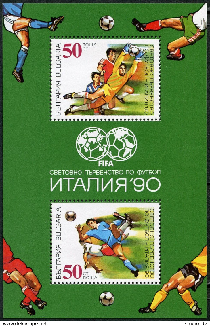 Bulgaria 3531 Ab Sheet,MNH.Michel Bl.209. World Soccer Cup Italy-1990. - Nuovi