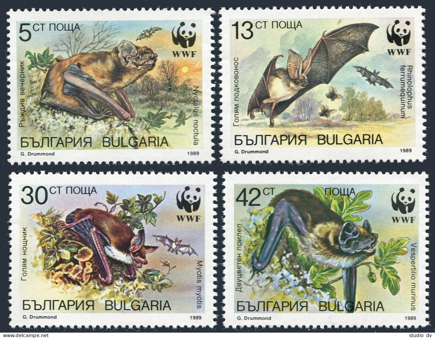 Bulgaria 3398-3401, MNH. Michel 3741-3744. WWF 1989. Bats. - Unused Stamps