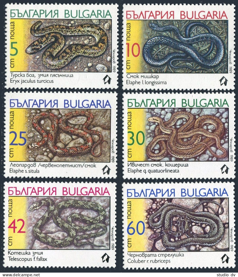 Bulgaria 3491-3496,3496a Sheet,MNH.Michel 3784-3789. Snakes 1989. - Nuevos