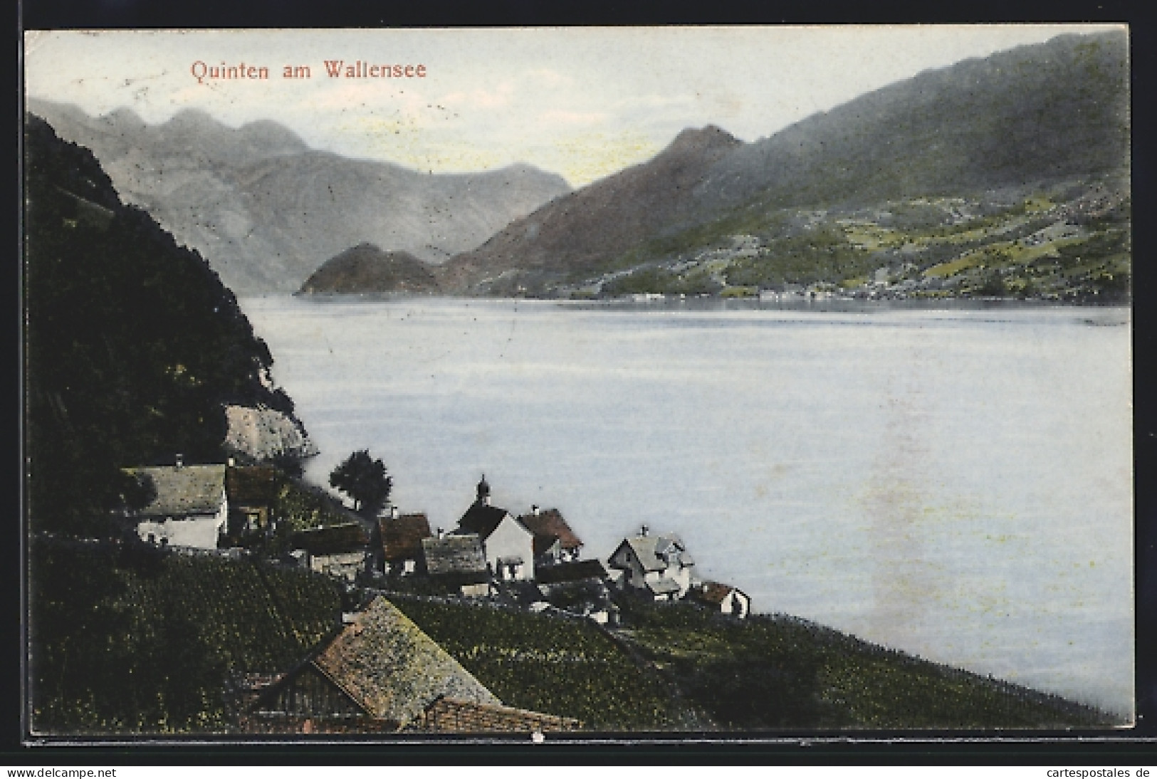 AK Quinten Am Wallensee, Ortsansicht Am Ufer  - Andere & Zonder Classificatie