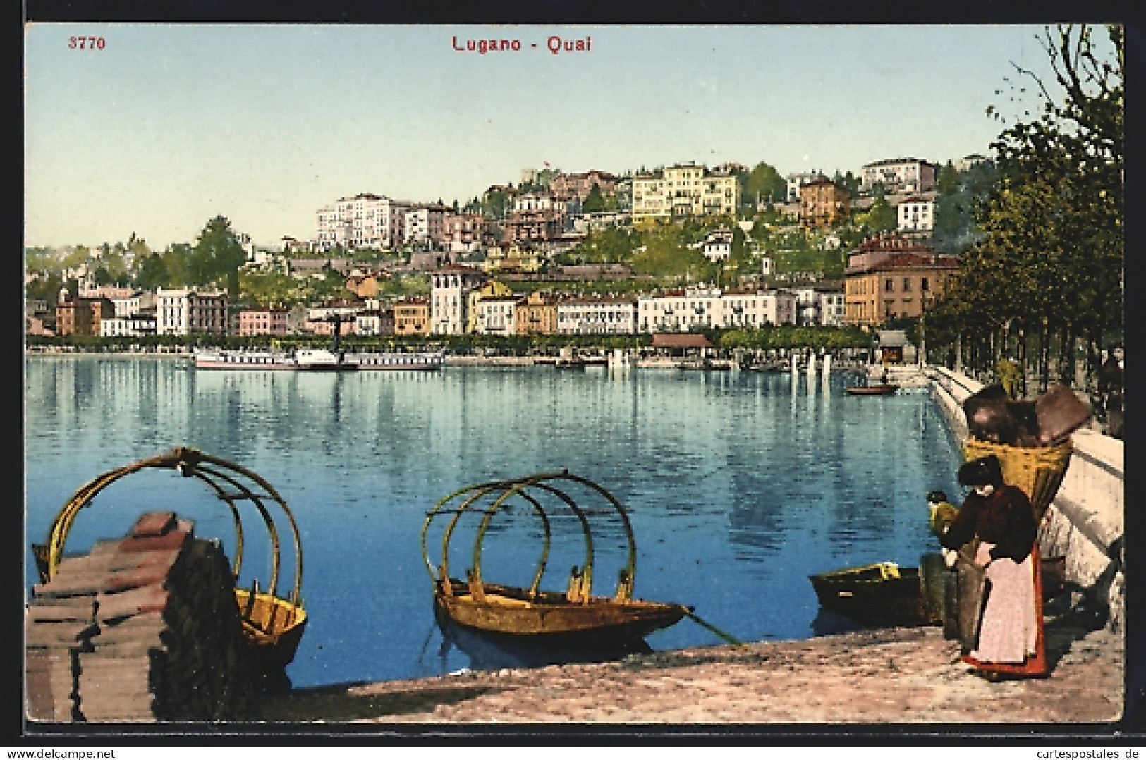AK Lugano, Blick Auf Den Ort Mit Quai  - Lugano