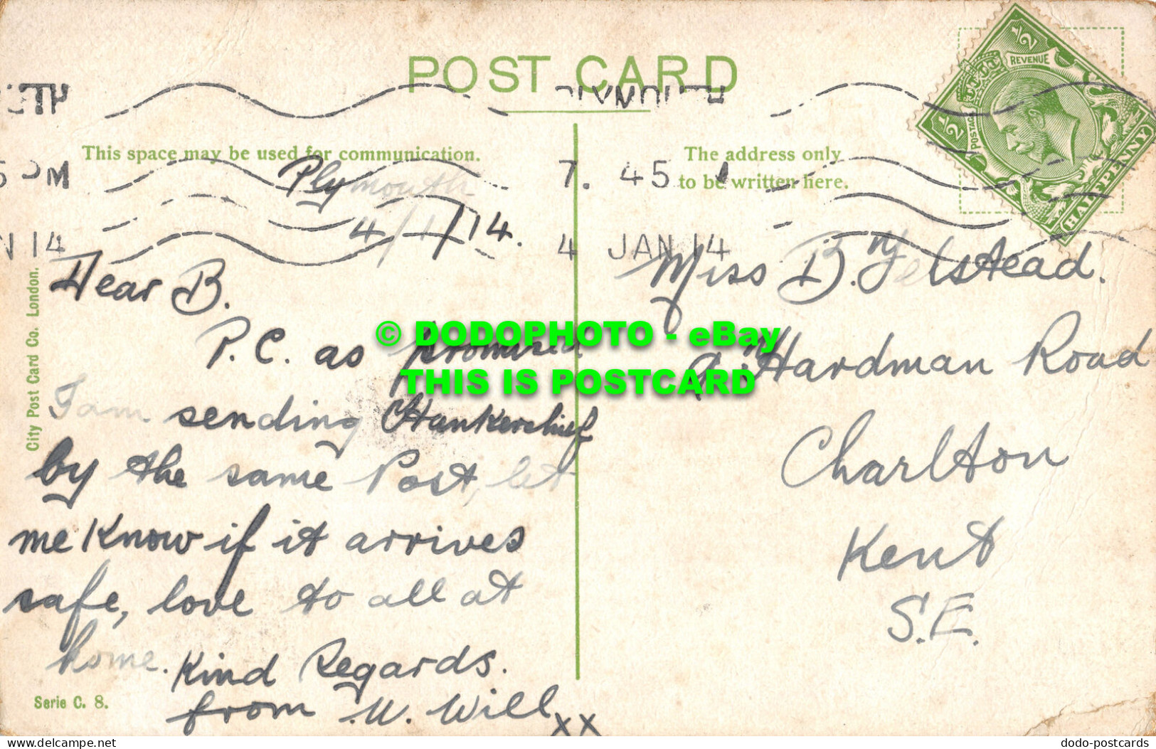 R484624 Eddystone Lighthouse. Plymouth. City Post Card. Serie C. 8. 1914 - World