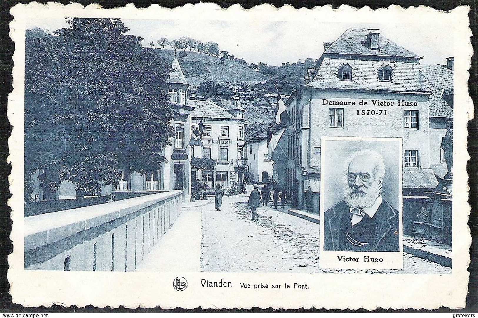 VIANDEN Vue Prise Sur Le Pont Et Demeure De Victor Hugo ± 1932 - Vianden