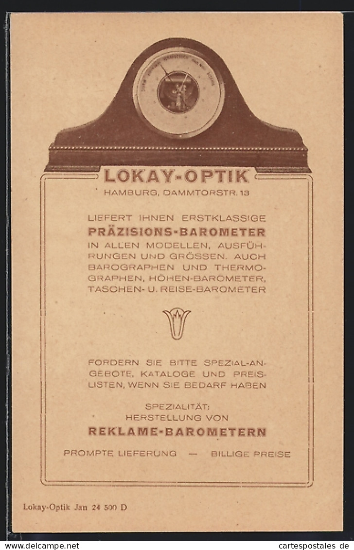 AK Hamburg-Neustadt, Präzisions-Barometer, Lokay-Optik, Dammtorstrasse 13  - Sonstige & Ohne Zuordnung