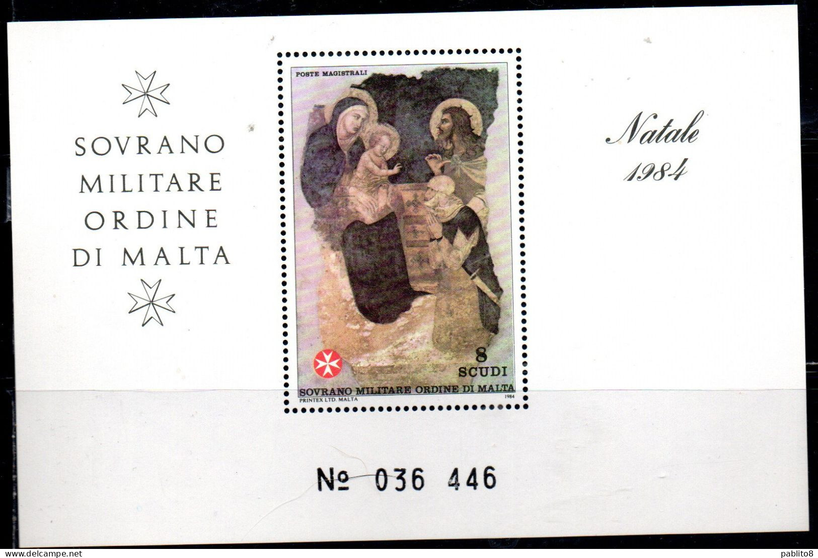 SMOM SOVRANO ORDINE MILITARE DI MALTA 1984 NATALE CHRISTMAS NOEL WEIHNACHTEN NAVIDAD BLOCK SHEET BLOCCO FOGLIETTO MNH - Malta (Orden Von)