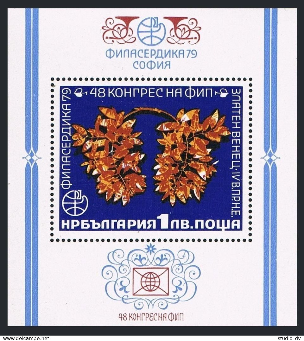 Bulgaria 2578,MNH. Mi 2778 Bl.89. Philatelic Federation,1979.Thracian Gold-leaf. - Ungebraucht
