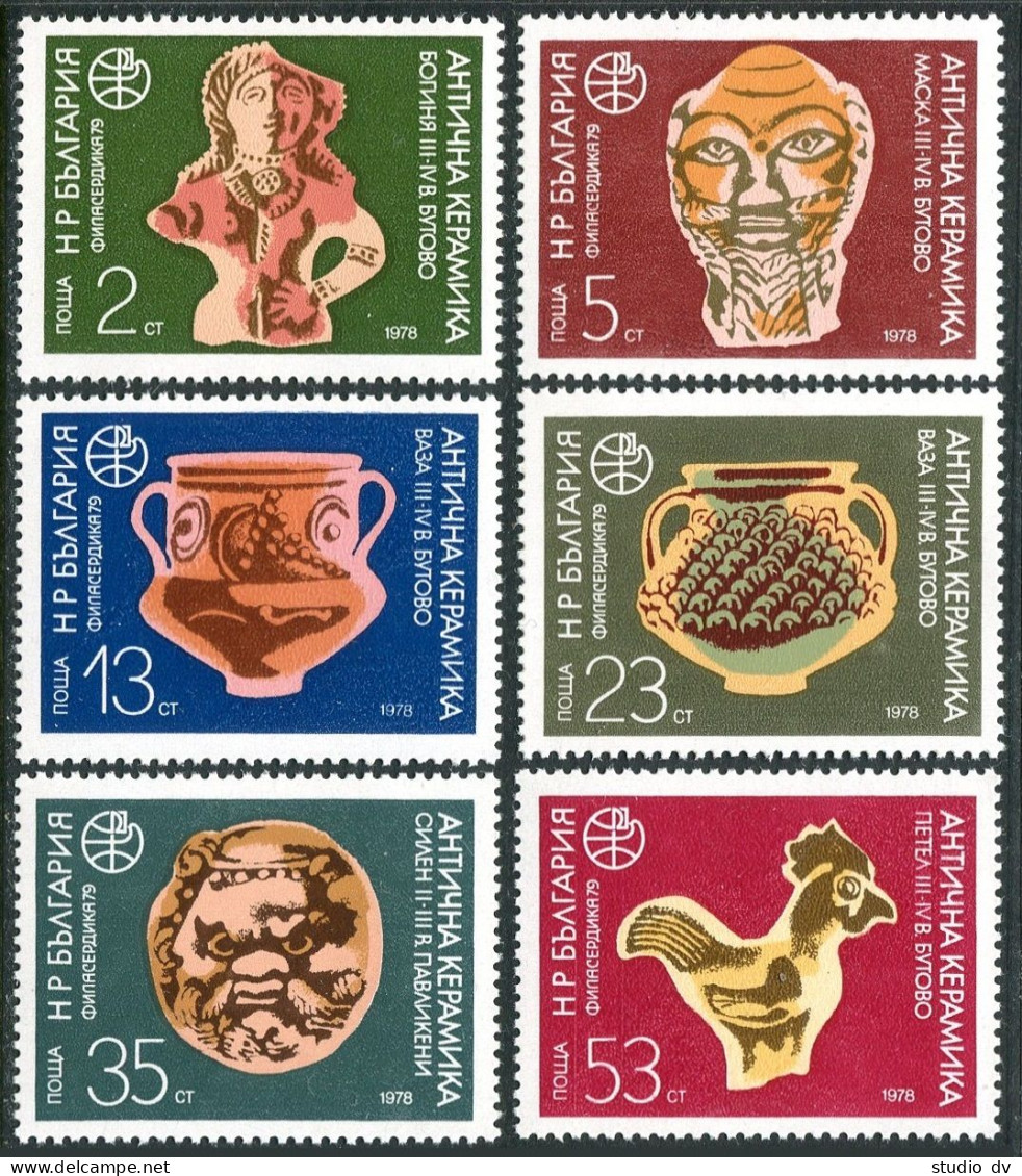 Bulgaria 2486-2491, MNH. Michel 2668-2673. PHILASERDICA-1978. Ceramics. Cock. - Unused Stamps