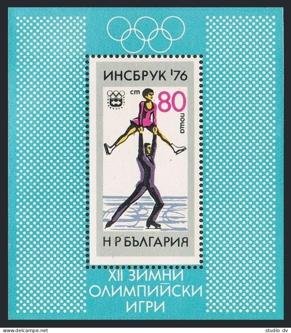 Bulgaria 2293-2298, 2299, MNH. Mi 2463-2468, Bl.61. Olympics Innsbruck-1976. - Unused Stamps
