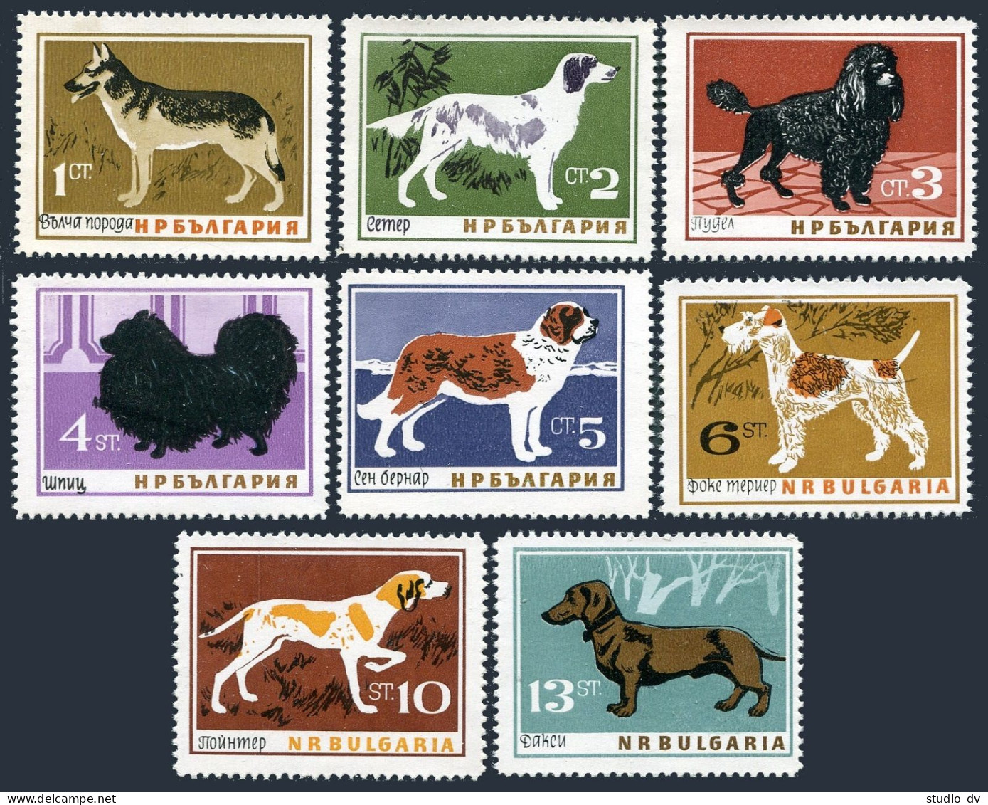 Bulgaria 1348-1355, MNH. Mi 1462-1469. Dogs 1964. German Shepherd, Setter,Poodle - Nuevos