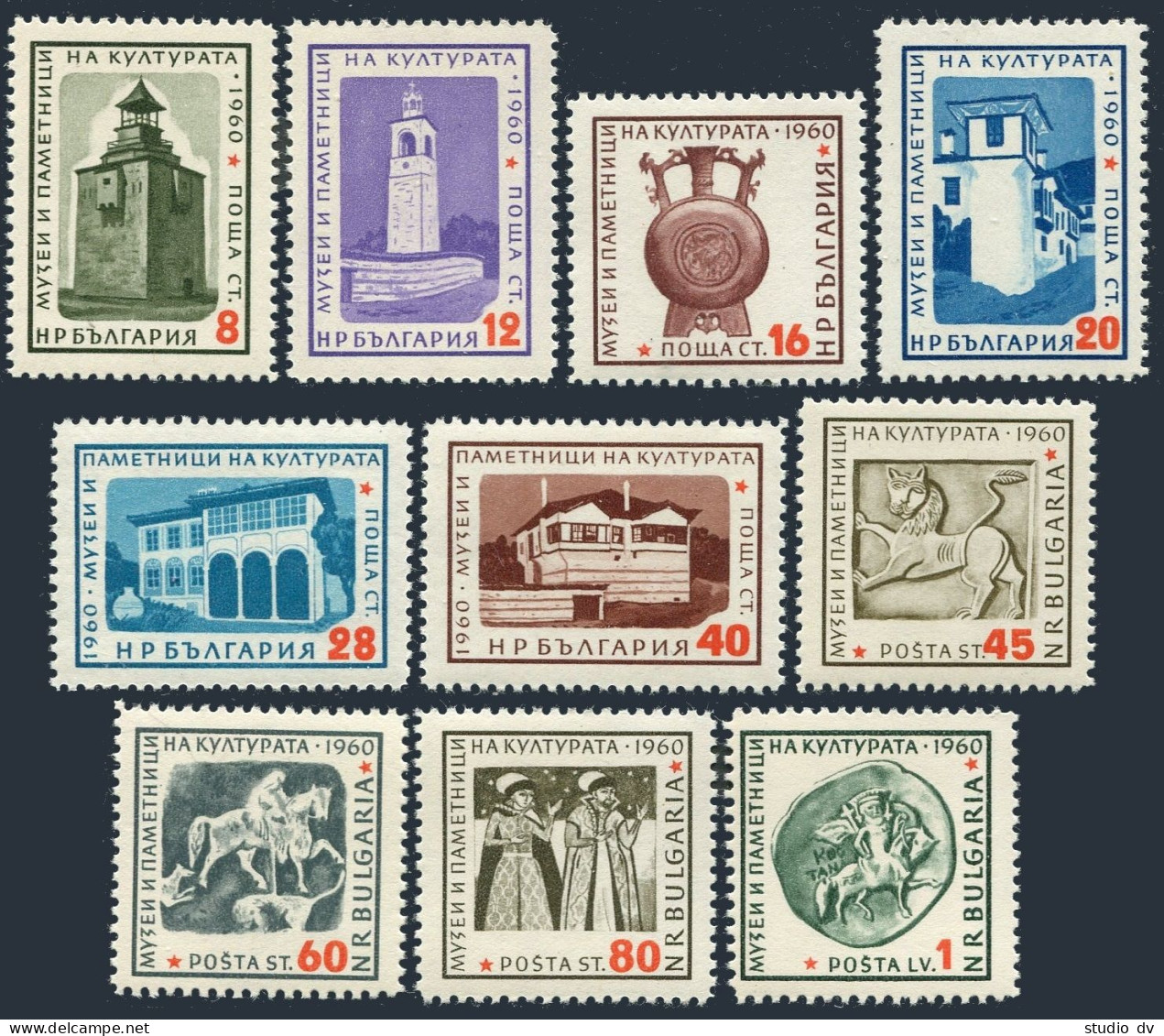 Bulgaria 1139-1148, MNH. Mi 1207-1216. Ancient Architecture; Sculpture, 1961. - Nuevos