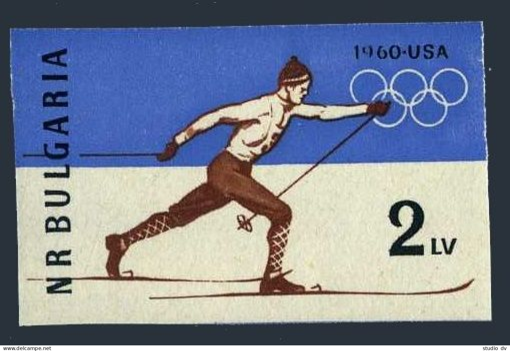 Bulgaria 1094 Imperf, MNH. Michel 1153B. Olympics Squaw Valley-1960. Skier. - Nuovi