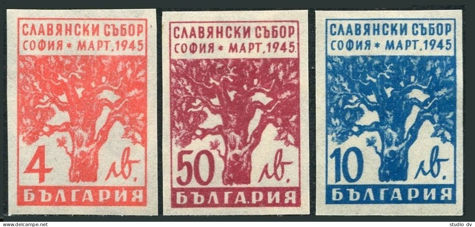 Bulgaria 464-466 Imperf, MNH. Michel 477B-479B. Slav Congress, Sofia, 1945. - Nuevos