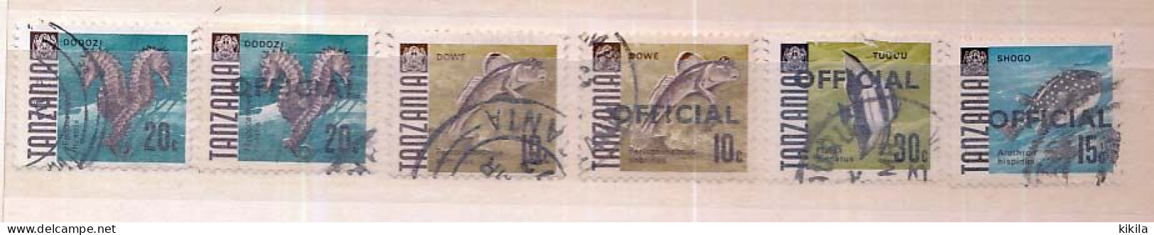 6 Timbres Oblitérés V-4 TANZANIE  Hippocampe, Periophtalmus Et Poissons - Poissons