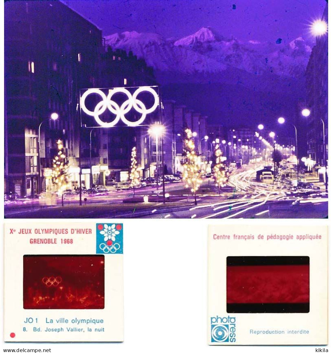 Diapositive Diapo N°8 Les Jeux Olympiques D'Hiver GRENOBLE 1968 Olympic Games JO 68 JO1 La Ville Olympique Bld Joseph * - Diapositivas