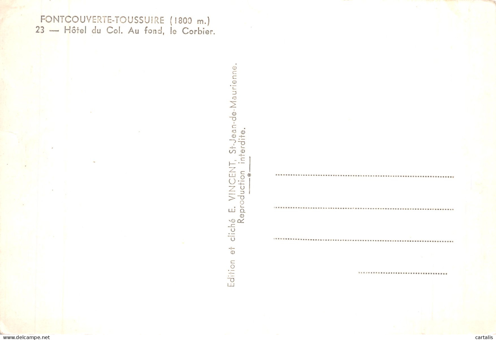 73-FONTCOUVERTE TOUSSUIRE -N° 4381-C/0223 - Otros & Sin Clasificación