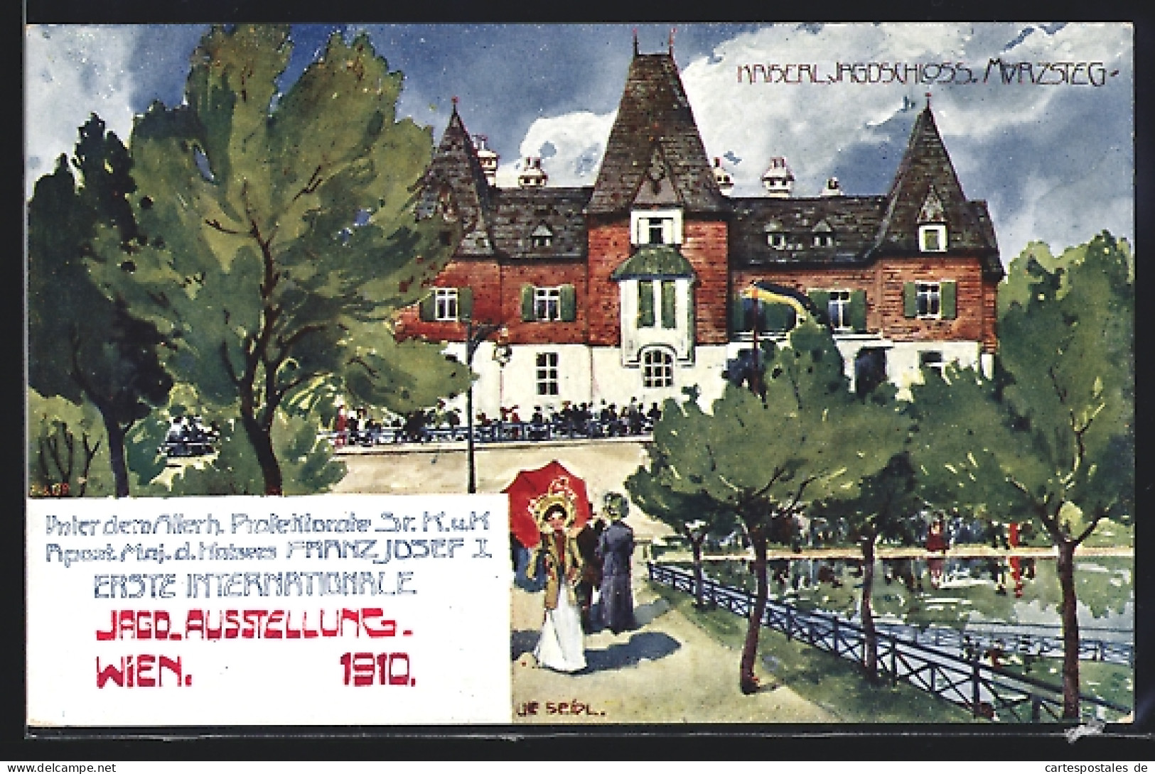 AK Wien, Jagd-Ausstellung 1910, Kaiserliches Jagdschloss Mürzsteg  - Tentoonstellingen