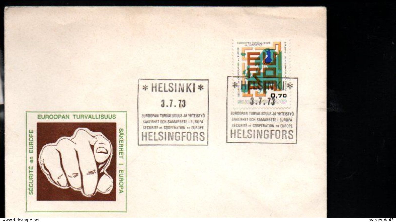 FINLANDE FDC 1973 SECURITE EN EUROPE - Other & Unclassified