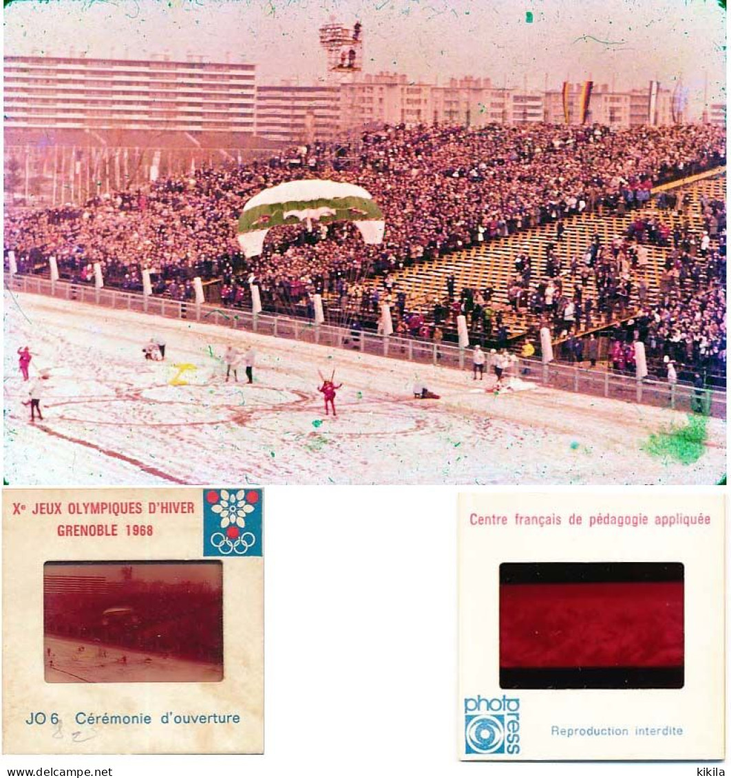 Diapositive Diapo N°8  Les Jeux Olympiques D'Hiver GRENOBLE 1968 JO6 Cérémonie D'ouverture Olympic Games JO 68 - Dias