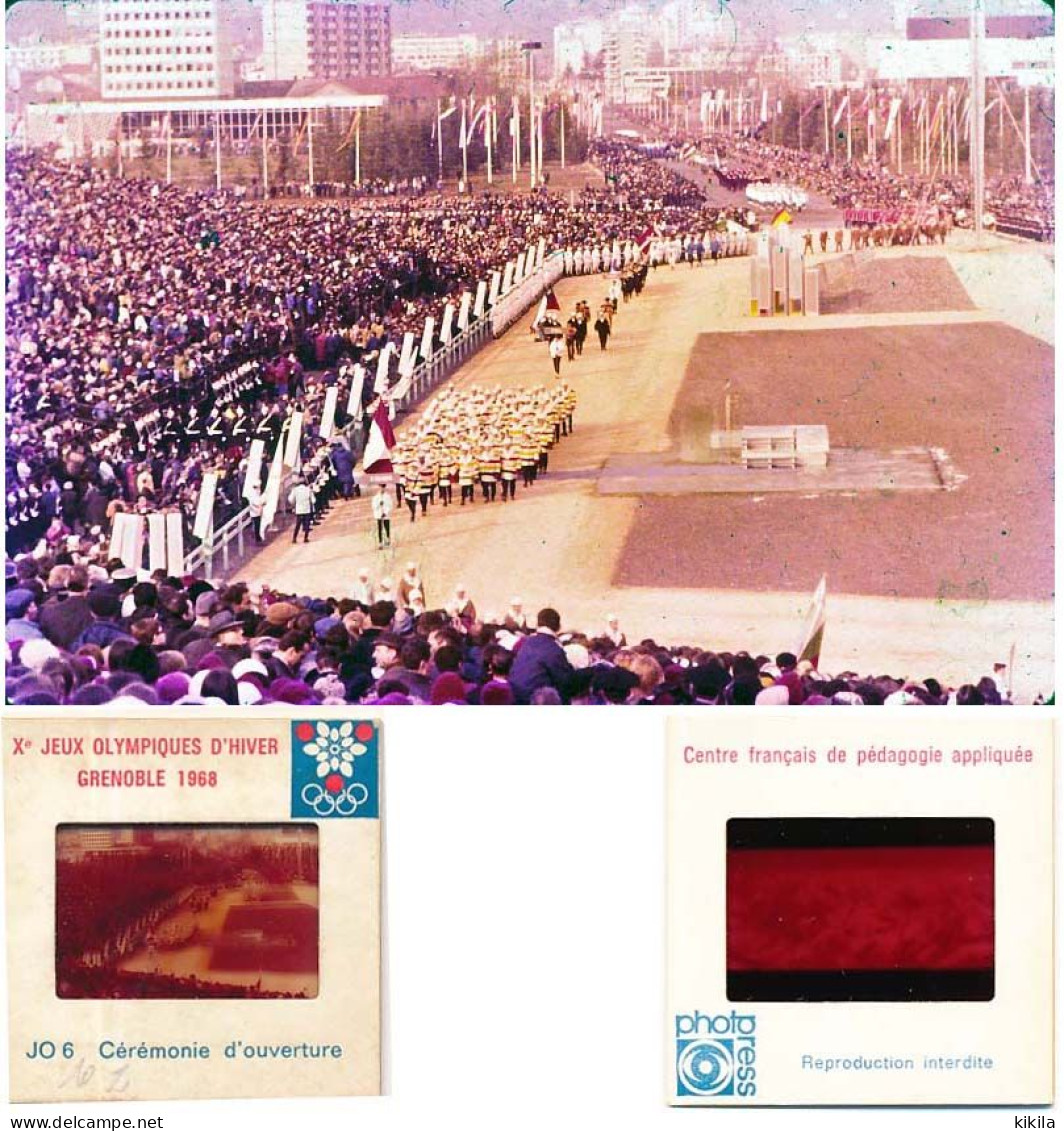 Diapositive Diapo N°10  Les Jeux Olympiques D'Hiver GRENOBLE 1968 JO6 Cérémonie D'ouverture Olympic Games JO 68 - Diapositives (slides)