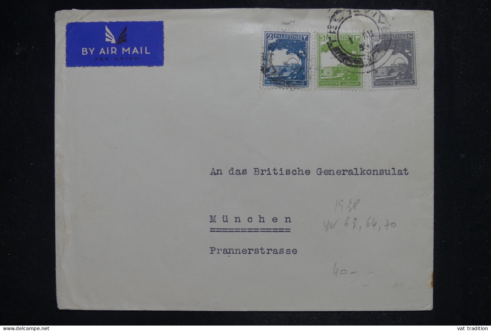 PALESTINE - Lettre Par Avion > L'Allemagne - 1938 - A 2880 - Palästina