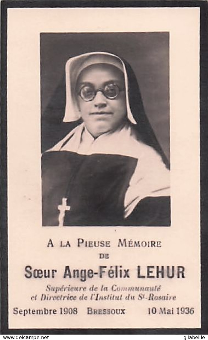 Faire Part - Soeur Ange Felix Lehur - Superieure De La Communauté Du St Rosaire - Septembre 1908 - Todesanzeige