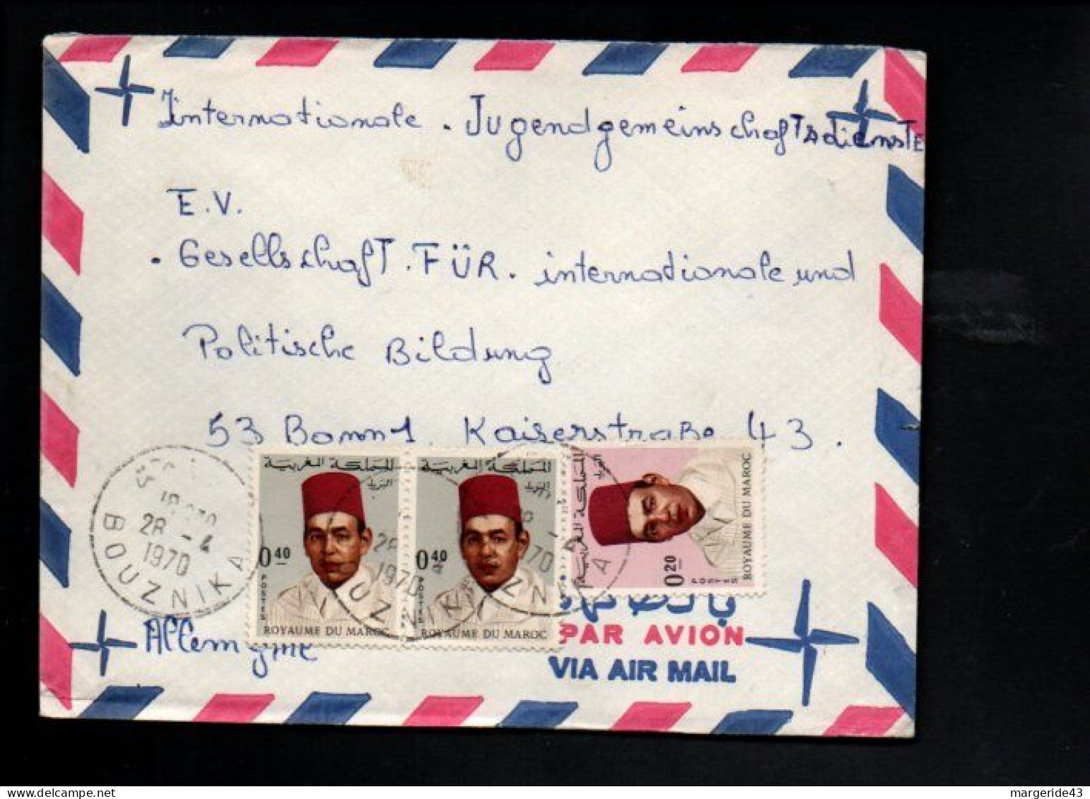 MAROC AFFRANCHISSEMENT COMPOSE SUR LETTRE DE BOUZARIK POUR LA FRANCE 1970 - Marocco (1956-...)