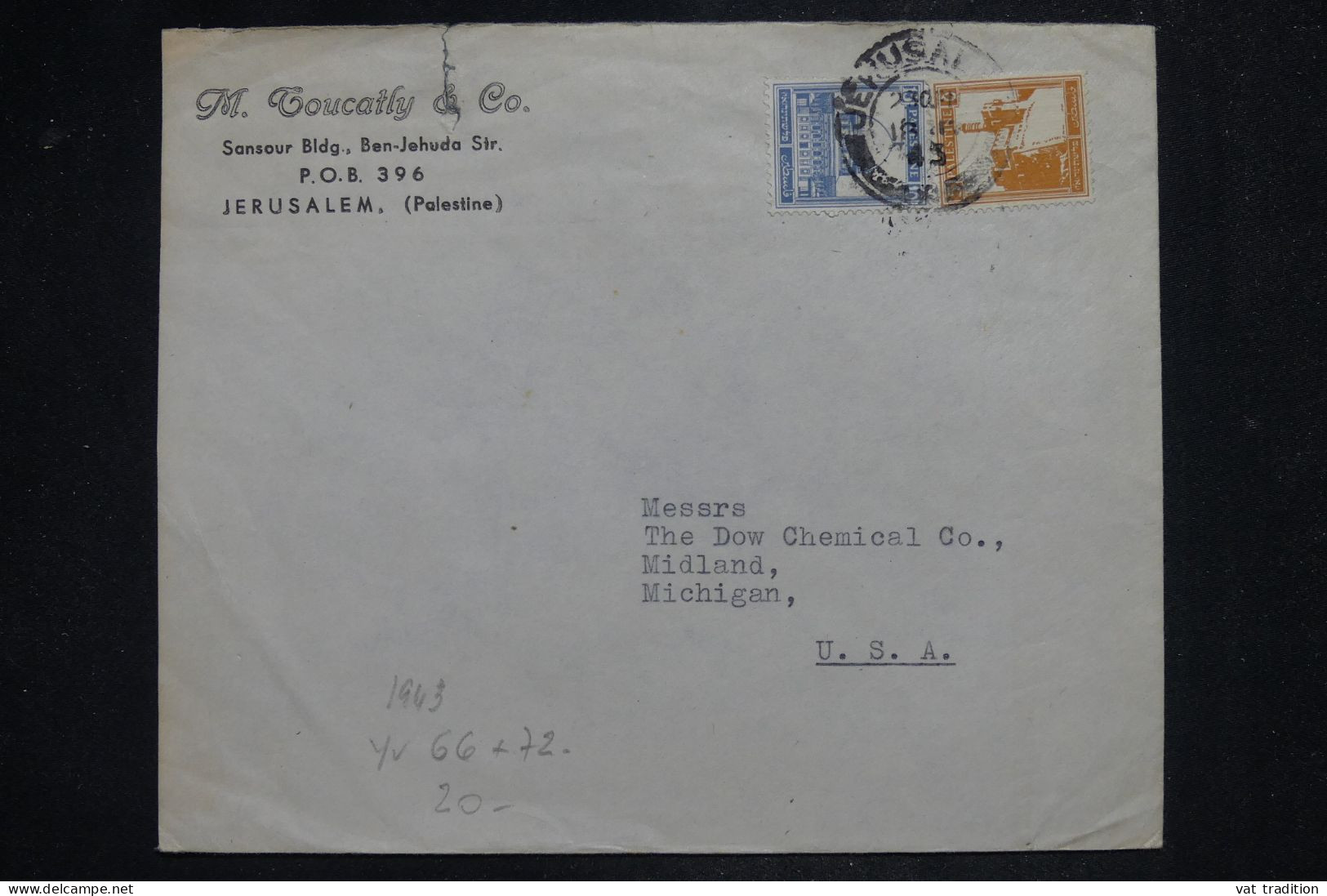 PALESTINE - Lettre Commerciale > Les USA - 1943 - A 2881 - Palästina