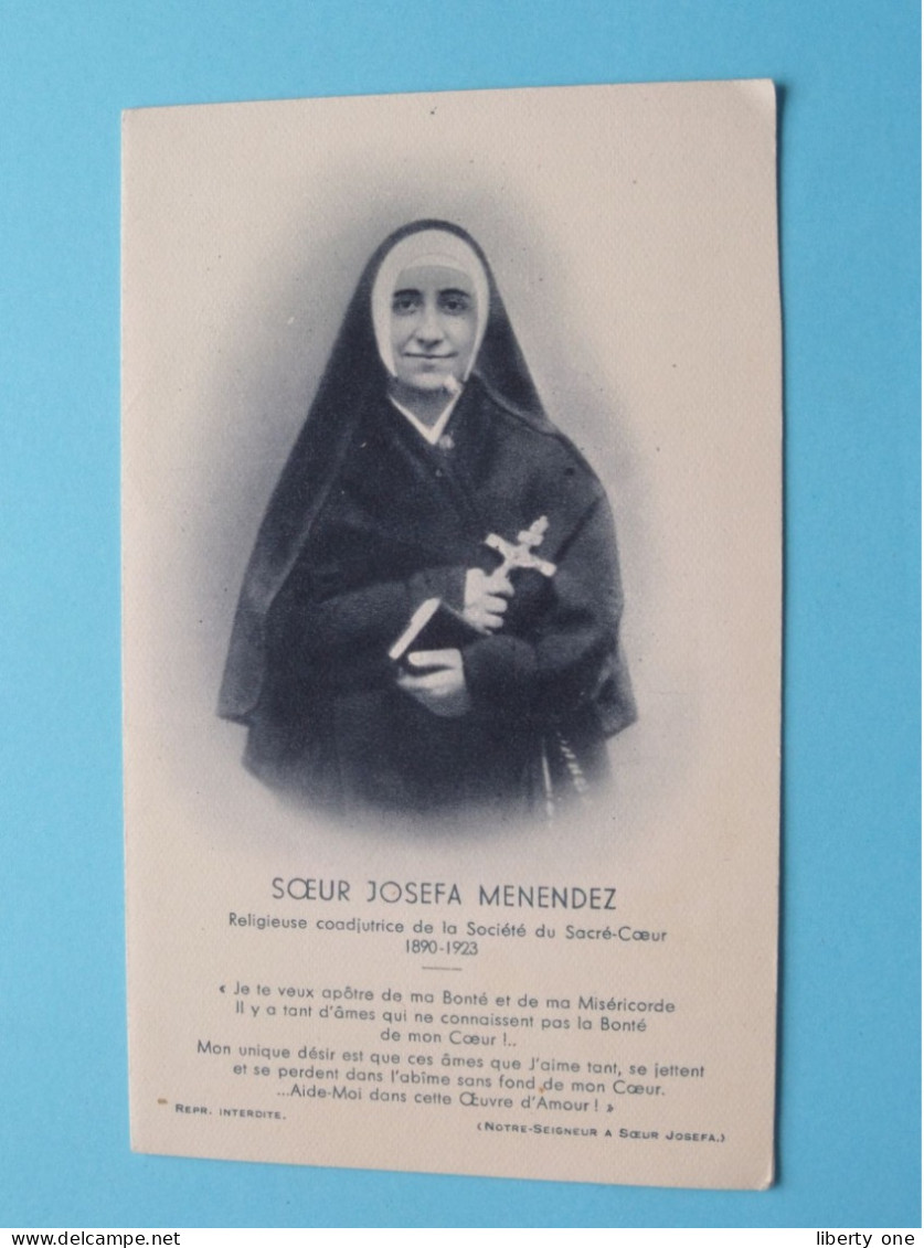 Soeur JOSEFA MENENDEZ Née à Madrid1890-1923 ( Prière ) Imp. Montepessulano 1948 ! - Heiligen