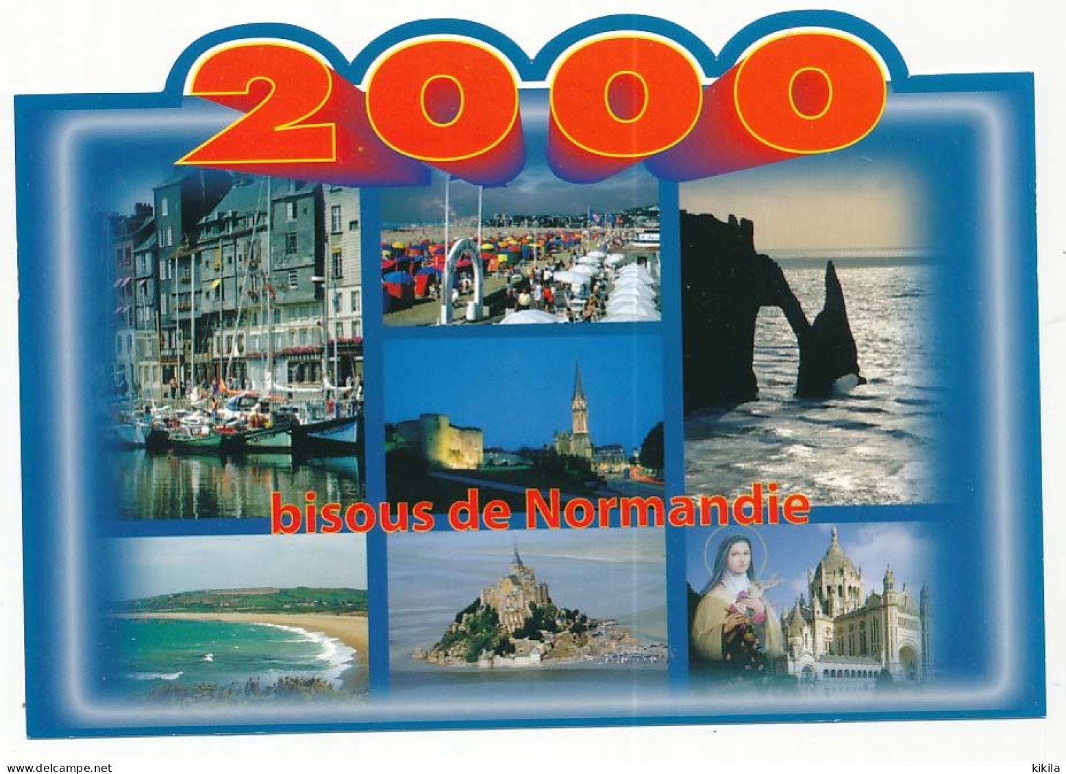 CPM 10.5 X 15 L'année 2000 En NORMANDIE Bisous De  Lisieux Mont St Michel Etretat... - Haute-Normandie