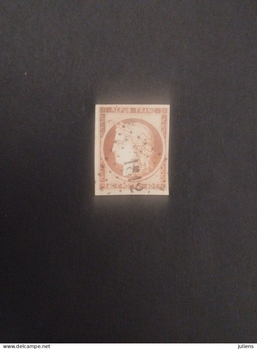 TIMBRE FRANCE CERES N 5 ORANGE FONCE SIGNE PAVOILLE PARIS COTE +700€ #278 - 1849-1850 Cérès