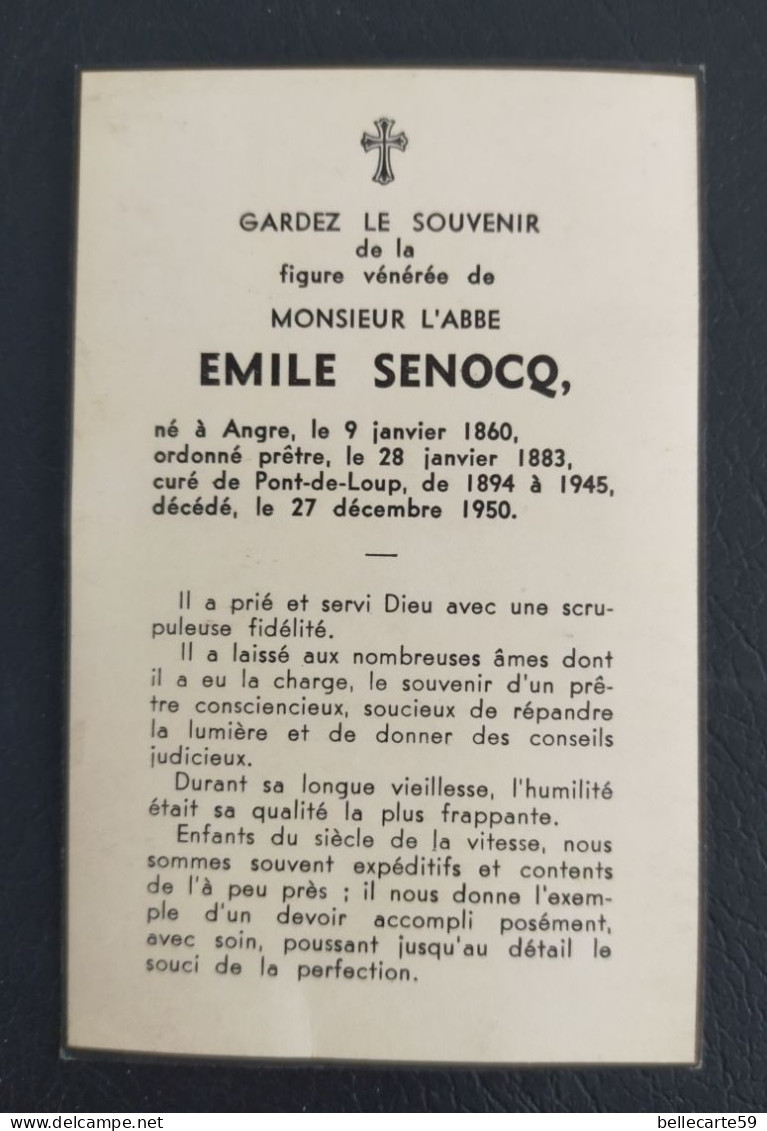 FAIRE PART EMILE SENOCQ - Curé De PONT DE LOUP - Obituary Notices