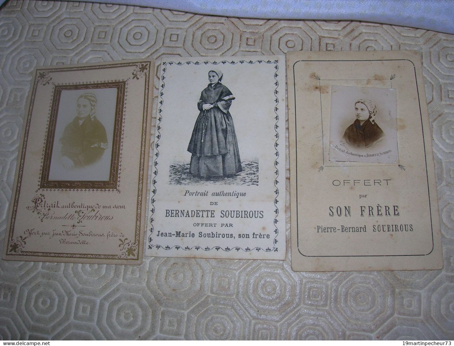 3 Image Pieuse Differentes Style Cdv Carte De Visite Bernadette Soubirous De Lourdes Offert Par Son Frere TB - Imágenes Religiosas